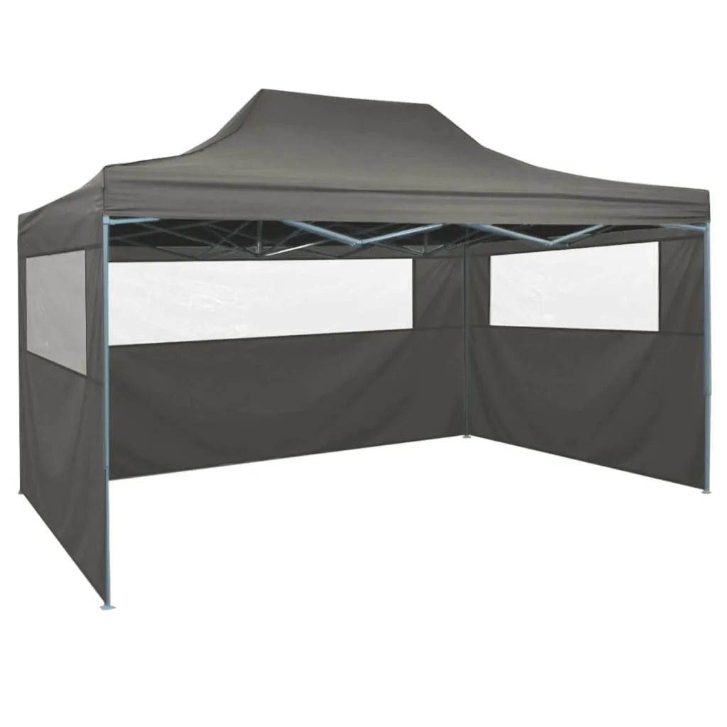 vidaXL Gazebo Professionale Pieghevole 3 Pareti 3x4m Acciaio Antracite