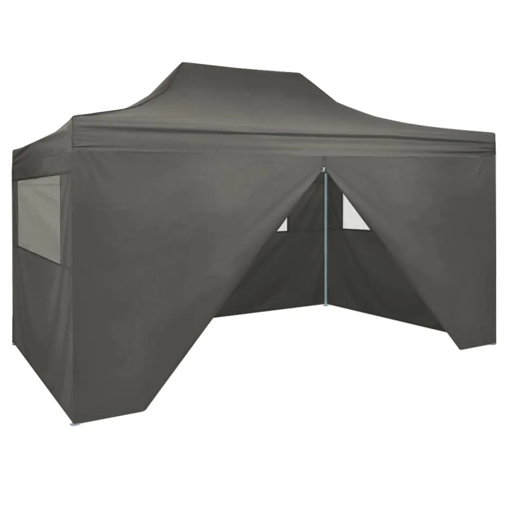 vidaXL Gazebo Professionale Pieghevole 4 Pareti 3x4m Acciaio Antracite