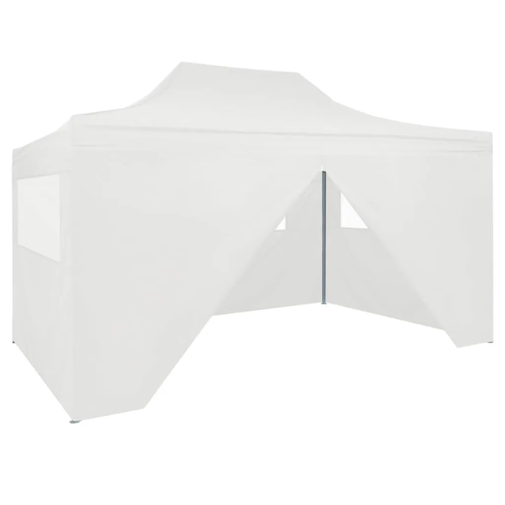 vidaXL Gazebo Professionale Pieghevole 4 Pareti 3x4m Acciaio Bianco