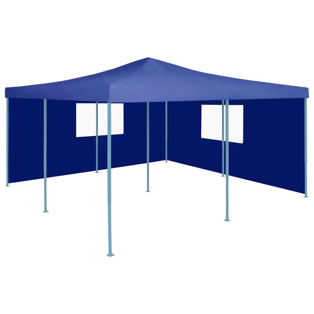 vidaXL Gazebo Pieghevole con 2 Pareti 5x5 m Blu