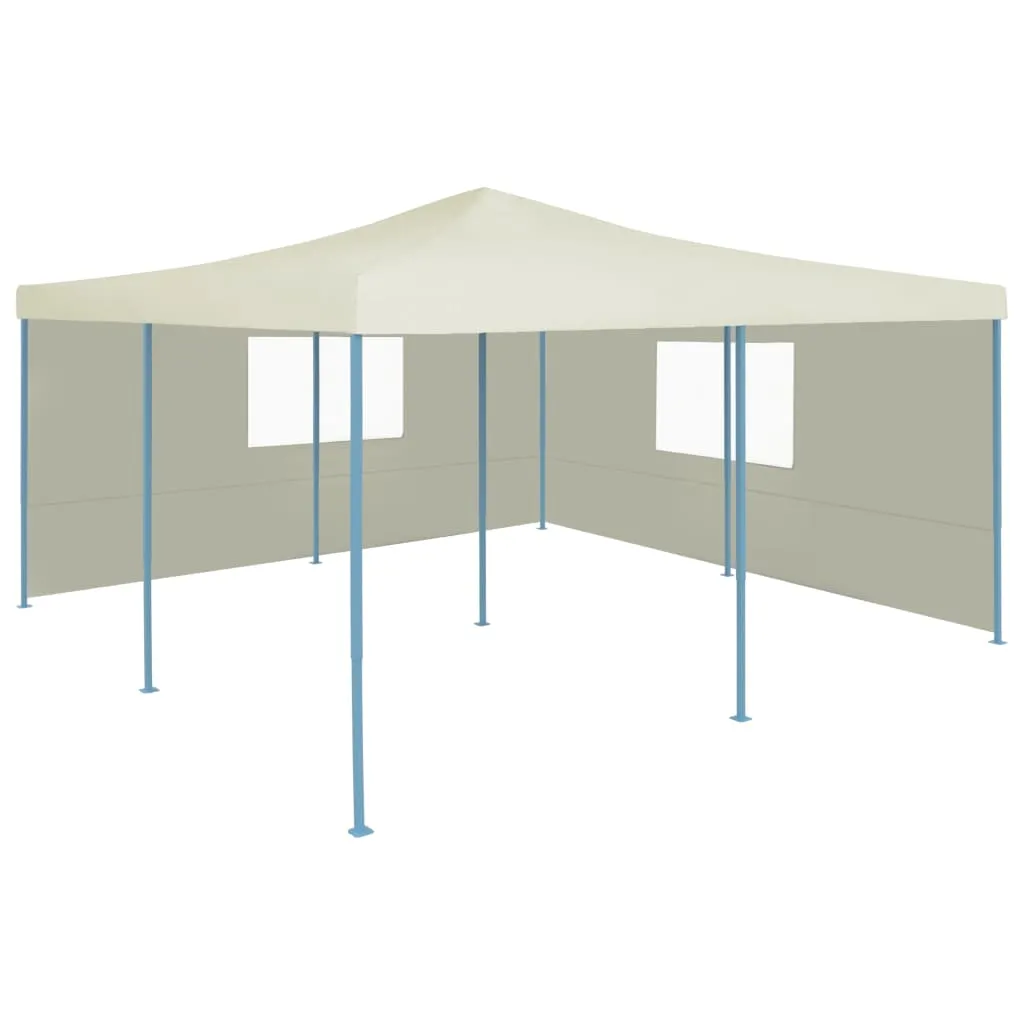 vidaXL Gazebo Pieghevole con 2 Pareti 5x5 m Crema