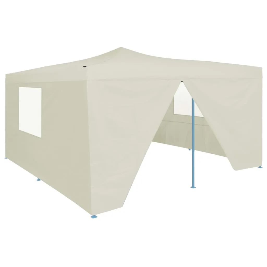 vidaXL Gazebo Pieghevole con 4 Pareti 5x5 m Crema