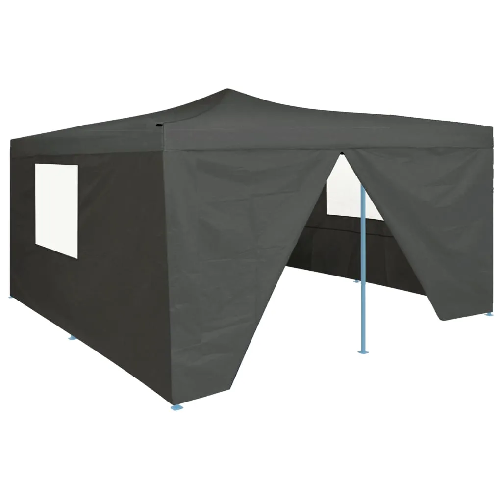 vidaXL Gazebo Pieghevole con 4 Pareti 5x5 m Antracite