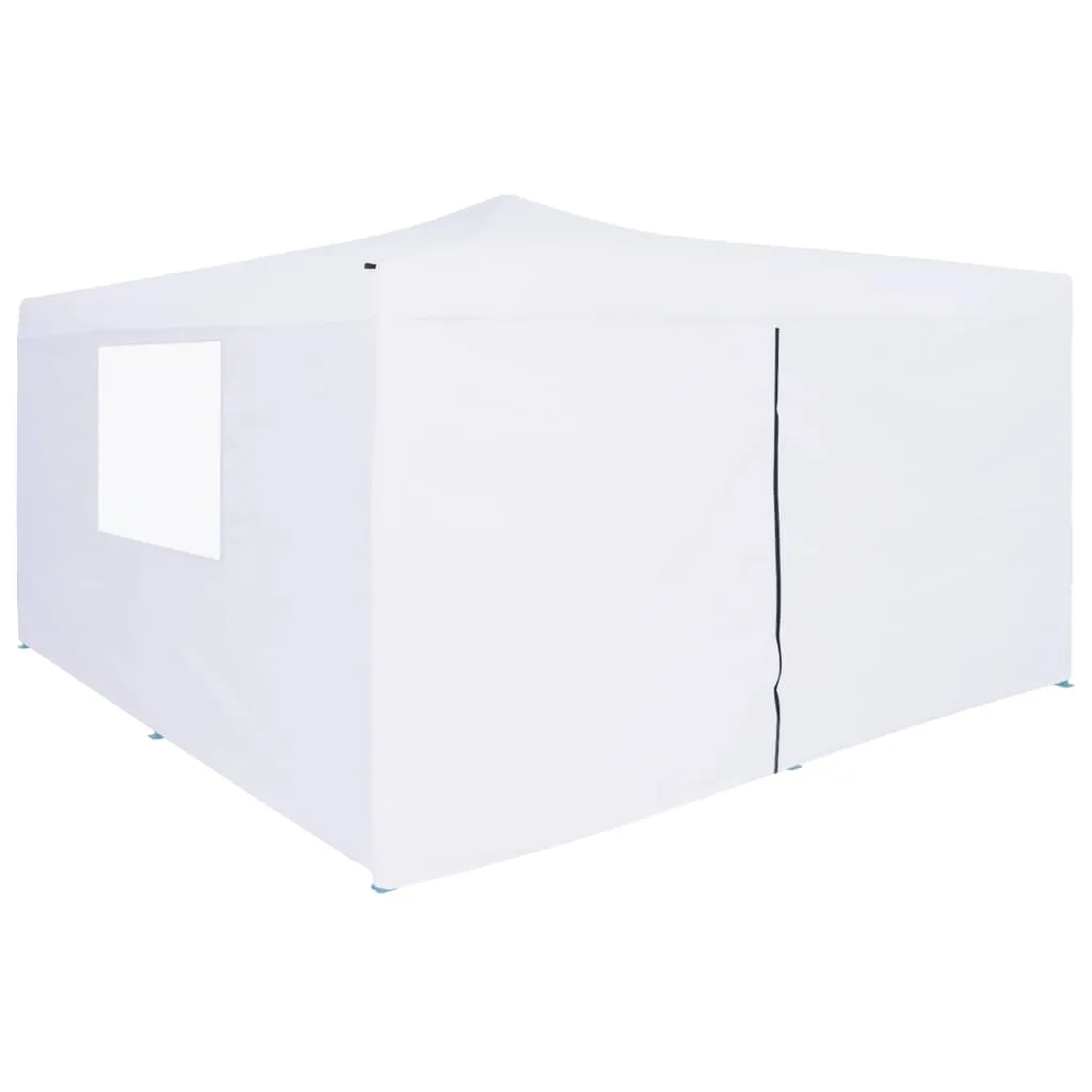 vidaXL Gazebo Pieghevole con 4 Pareti 5x5 m Bianco