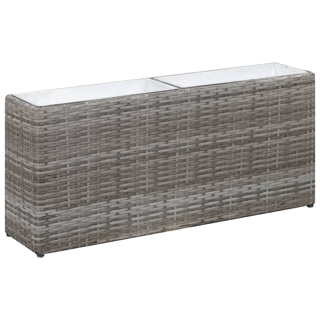 vidaXL Letto Rialzato con 2 Vasi 90x20x40 cm Polyrattan Grigio