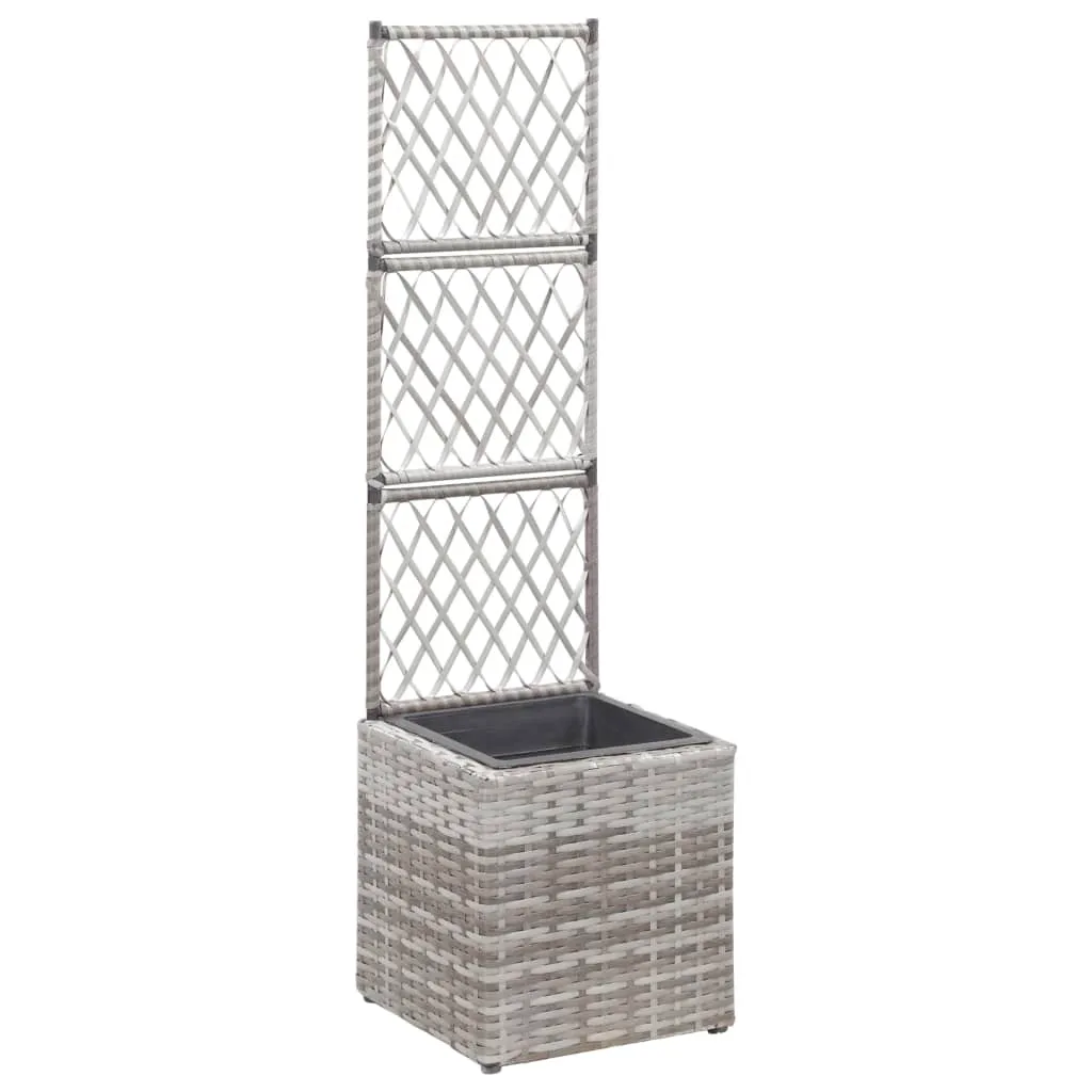 vidaXL Letto Rialzato a Traliccio 1 Vaso 30x30x107cm Polyrattan Grigio