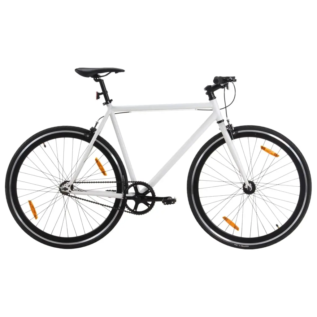 Bicicletta a Scatto Fisso Bianca e Nera 700c 55 cm