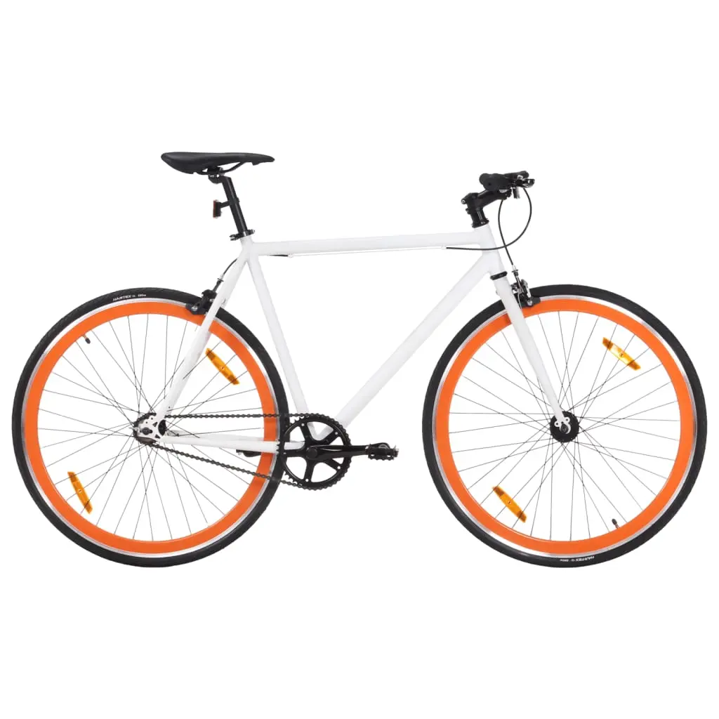 Bicicletta a Scatto Fisso Bianca e Arancione 700c 55 cm