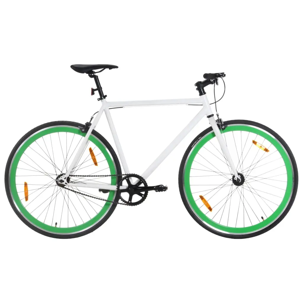 Bicicletta a Scatto Fisso Bianca e Verde 700c 51 cm