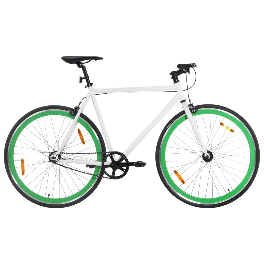 Bicicletta a Scatto Fisso Bianca e Verde 700c 59 cm