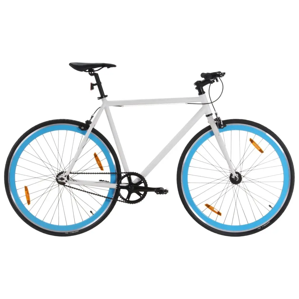 Bicicletta a Scatto Fisso Bianca e Blu 700c 55 cm
