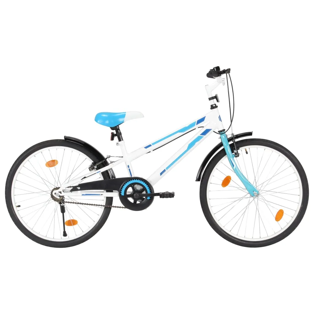 vidaXL Bici per Bambini 24 pollici Blu e Bianca