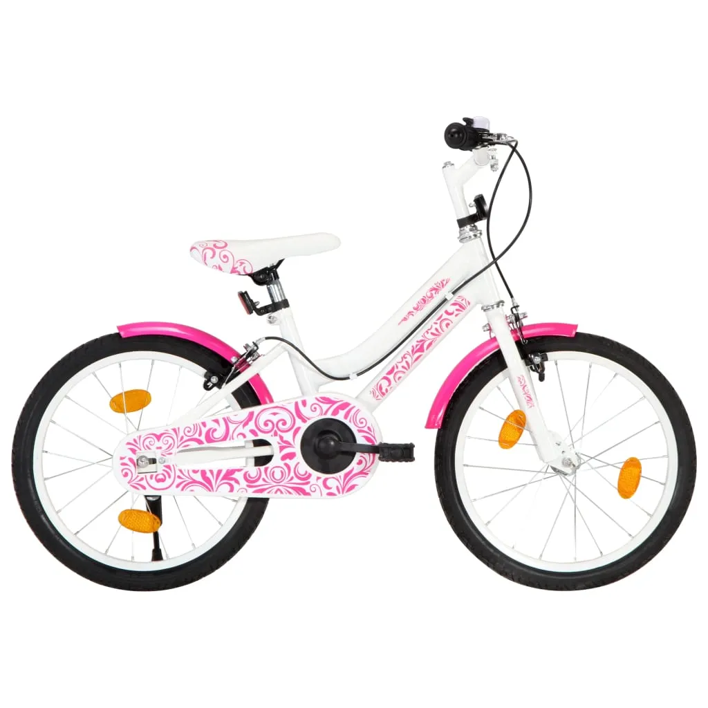 vidaXL Bici per Bambini 18 Pollici Rosa e Bianca