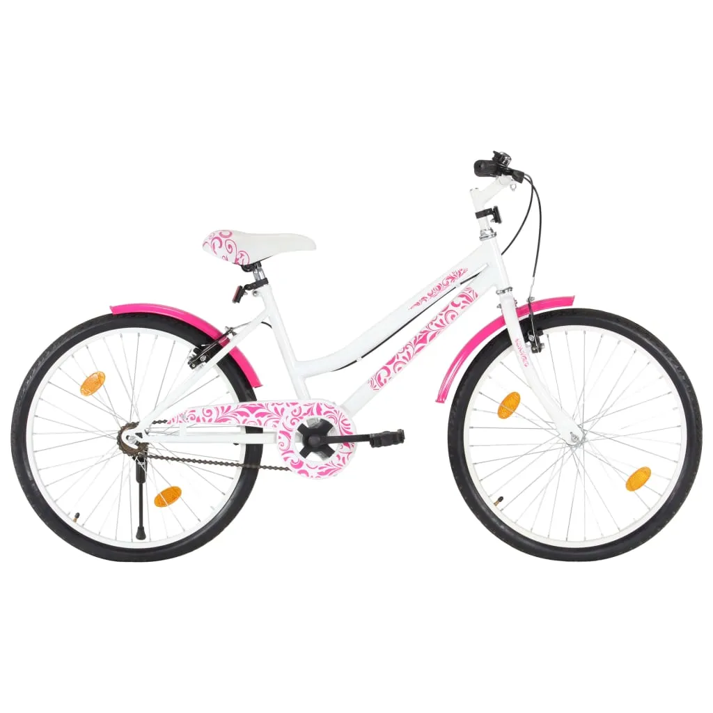 vidaXL Bici per Bambini 24 pollici Rosa e Bianca