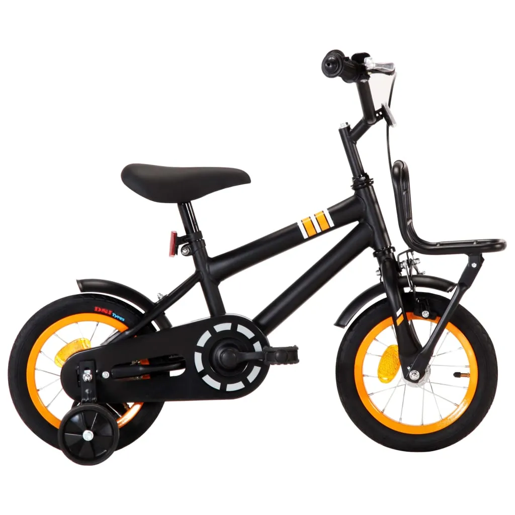 vidaXL Bici per Bambini con Trasportino Frontale 12'' Nero e Arancione