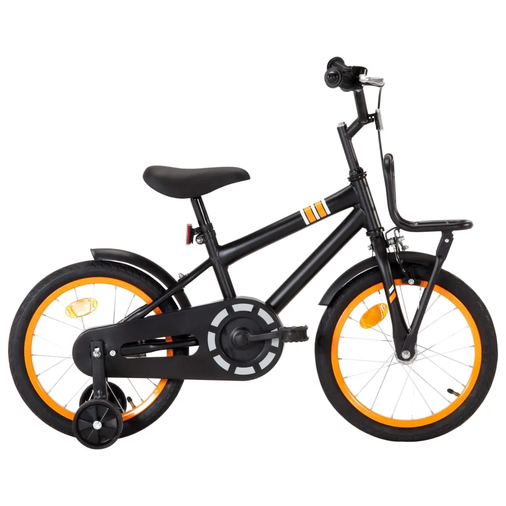 vidaXL Bici per Bambini con Trasportino Frontale 16'' Nero e Arancione