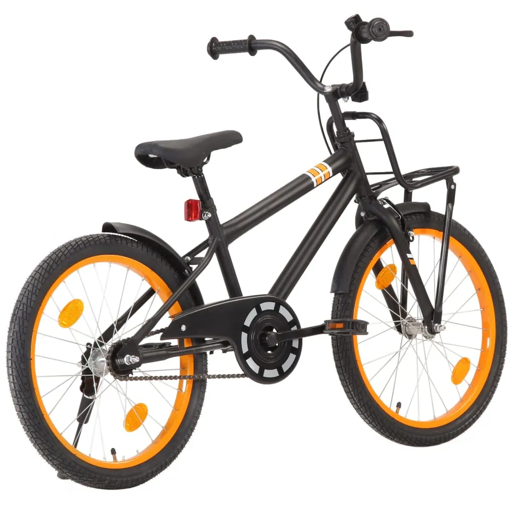 vidaXL Bici per Bambini con Trasportino Frontale 20'' Nero e Arancione