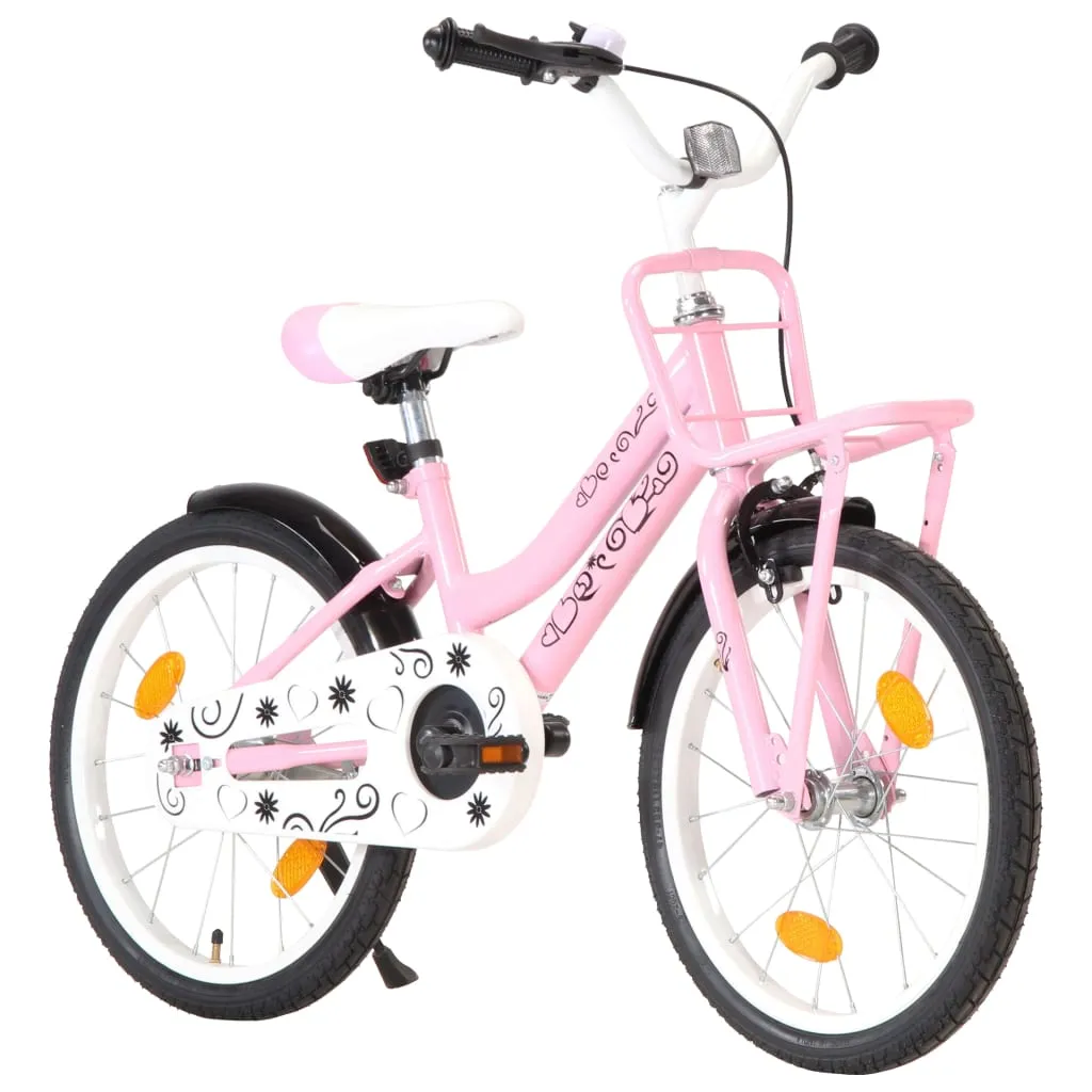 vidaXL Bici per Bambini con Trasportino Frontale 18'' Rosa e Nera