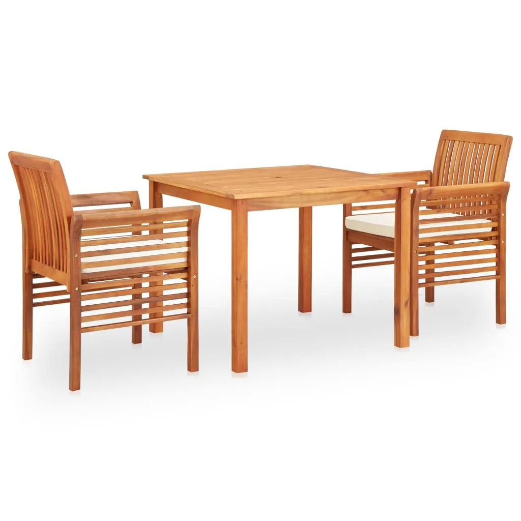 vidaXL Set da Pranzo da Giardino 3 pz con Cuscini Massello di Acacia