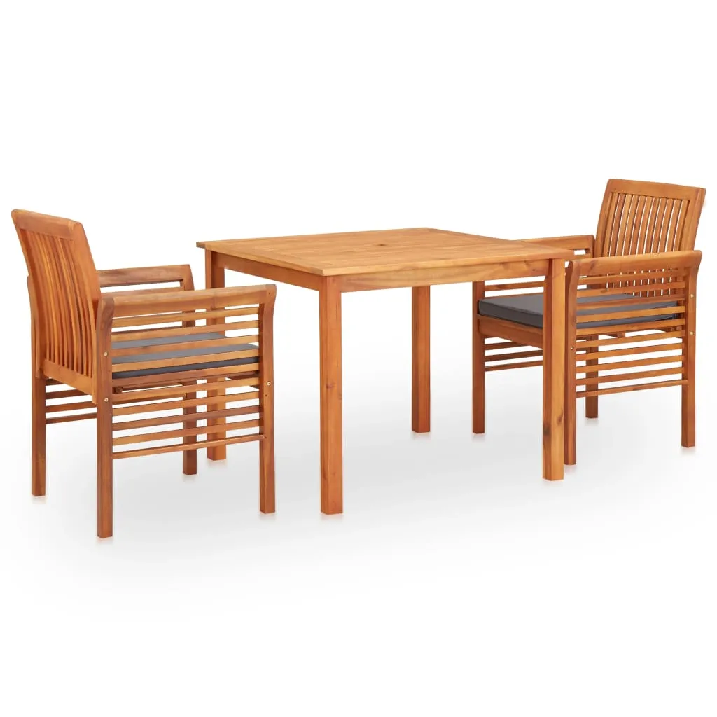 vidaXL Set da Pranzo da Giardino 3 pz con Cuscini Massello di Acacia