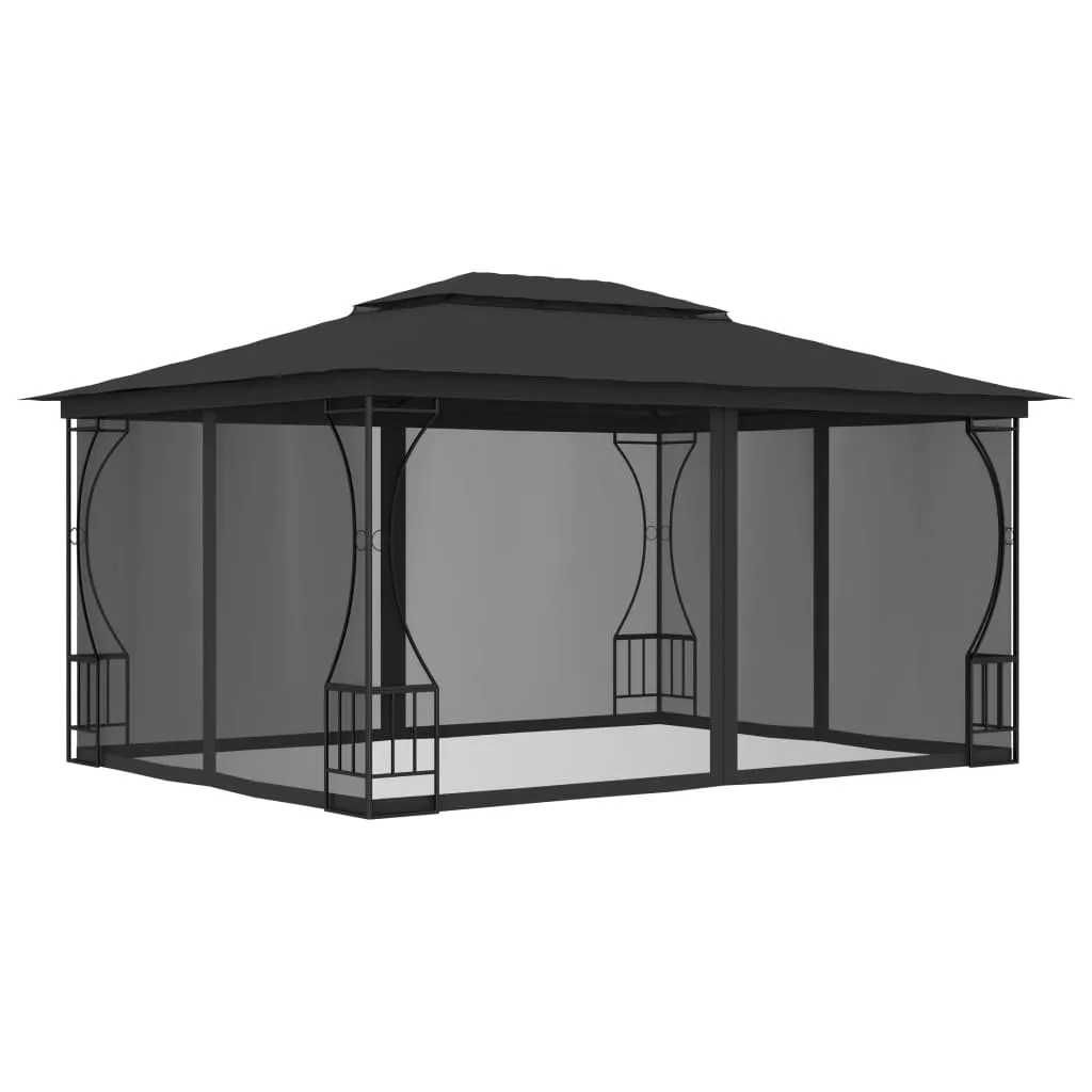 vidaXL Gazebo con Rete 300x400x265 cm Antracite