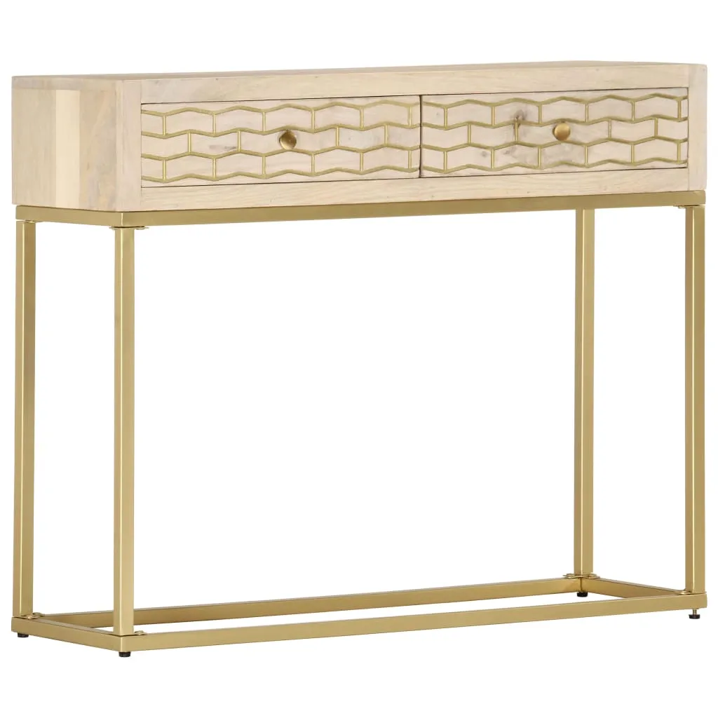 vidaXL Tavolo Consolle Oro 90x30x75 cm Legno Massello di Mango