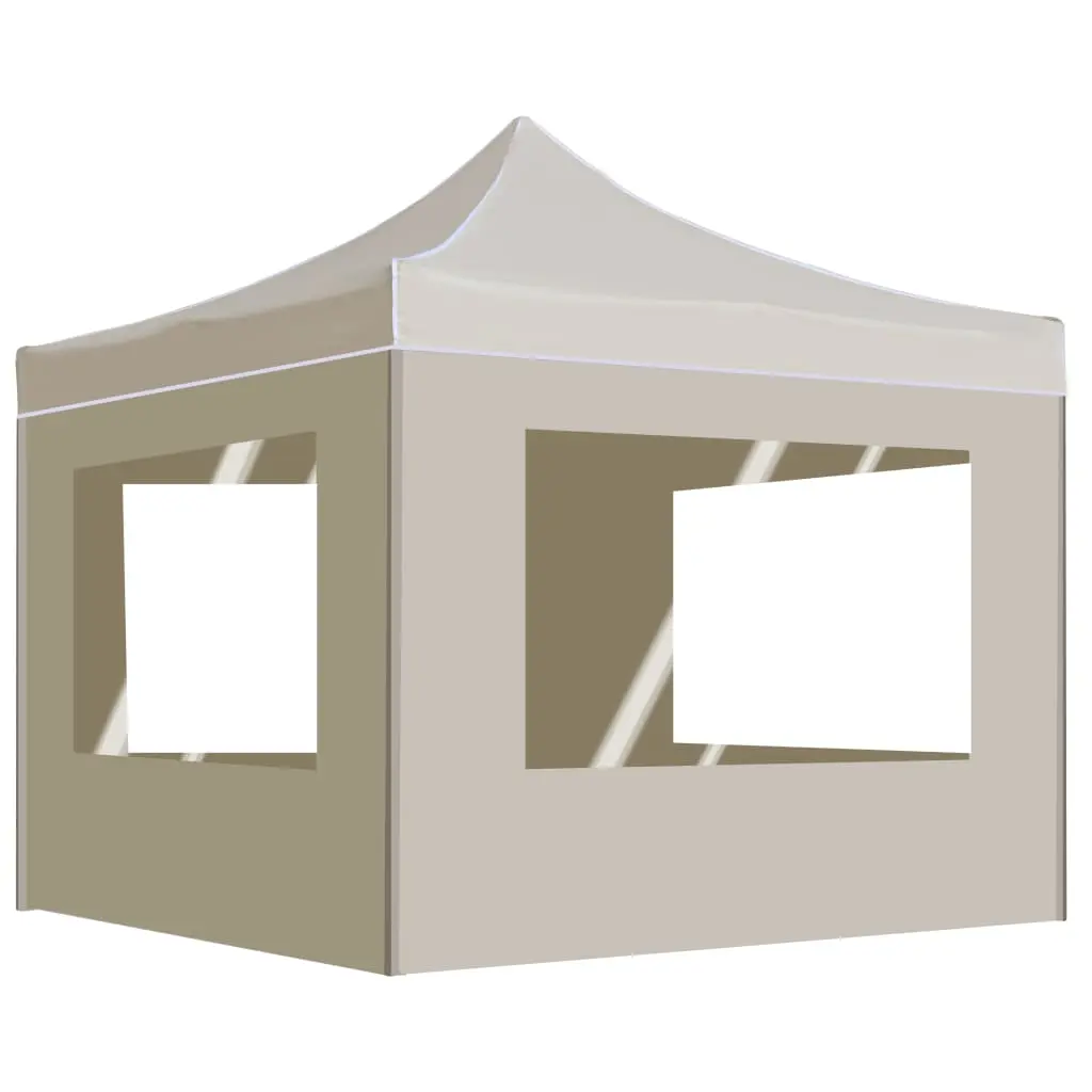 Gazebo Professionale Pieghevole Alluminio con Pareti 2x2m Crema