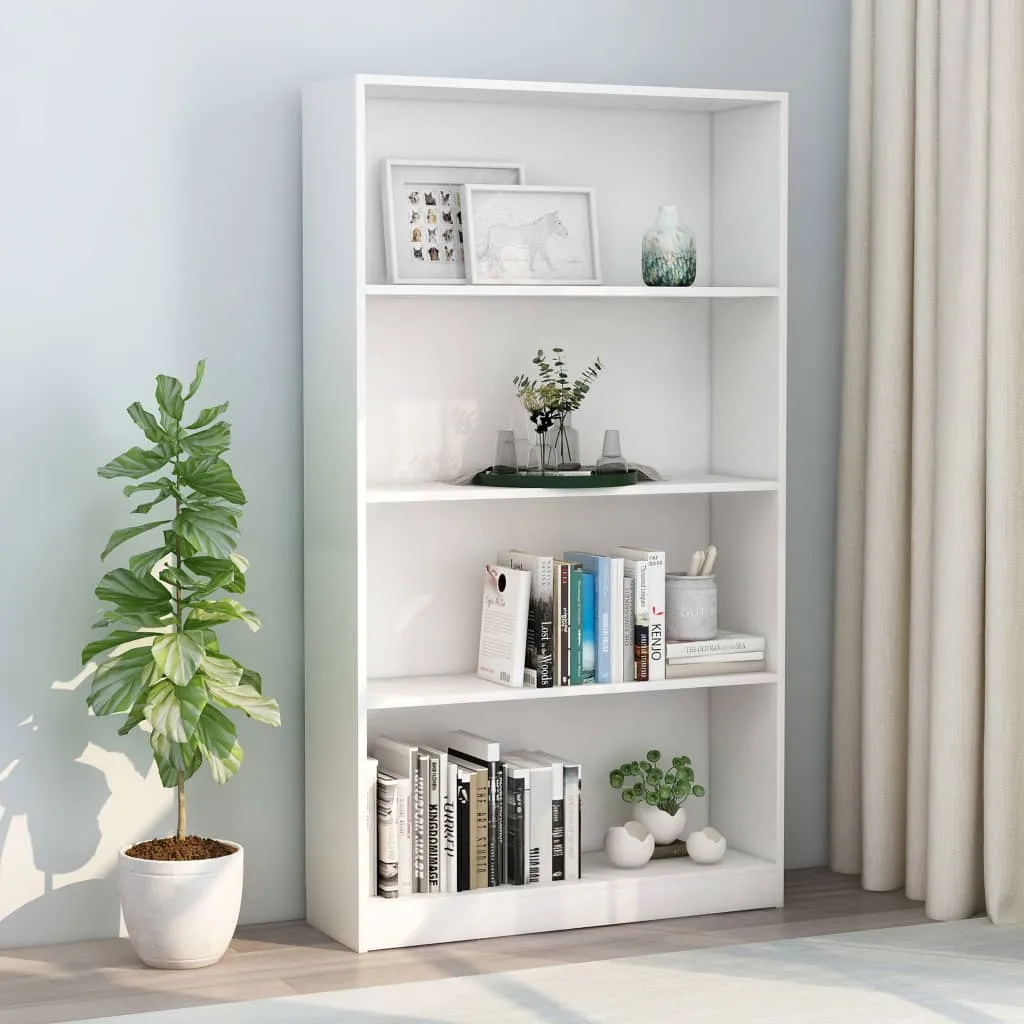 vidaXL Libreria a 4 Ripiani Bianca 80x24x142 cm in Legno Multistrato