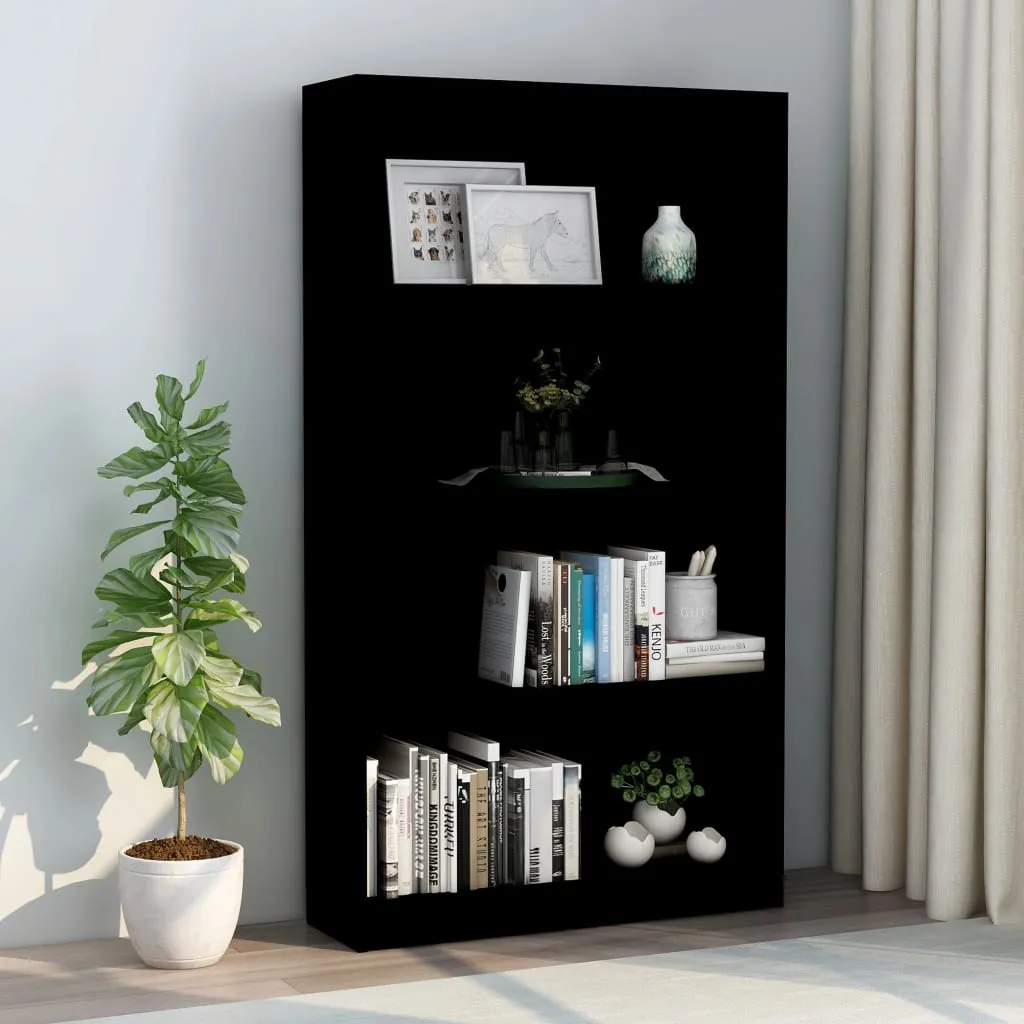 vidaXL Libreria a 4 Ripiani Nera 80x24x142 cm in Legno Multistrato