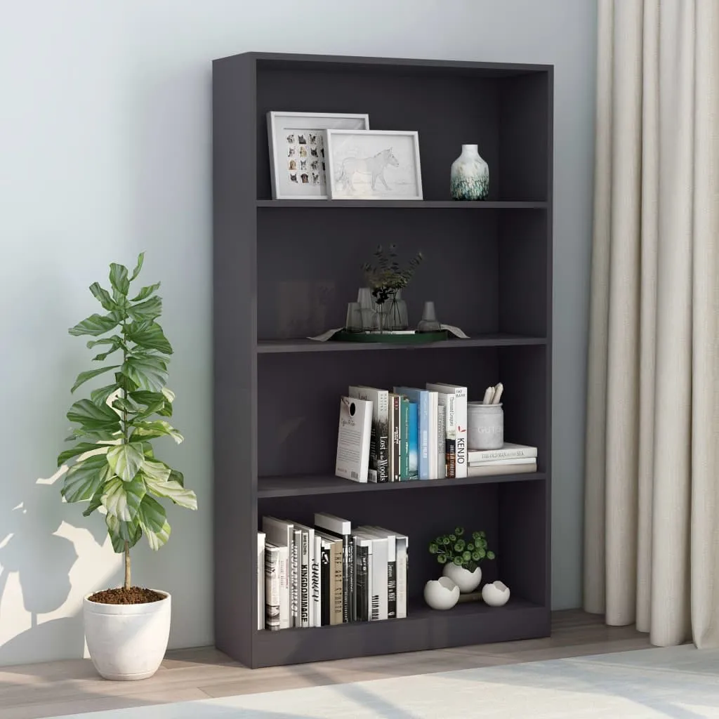 vidaXL Libreria a 4 Ripiani Grigia 80x24x142 cm in Legno Multistrato