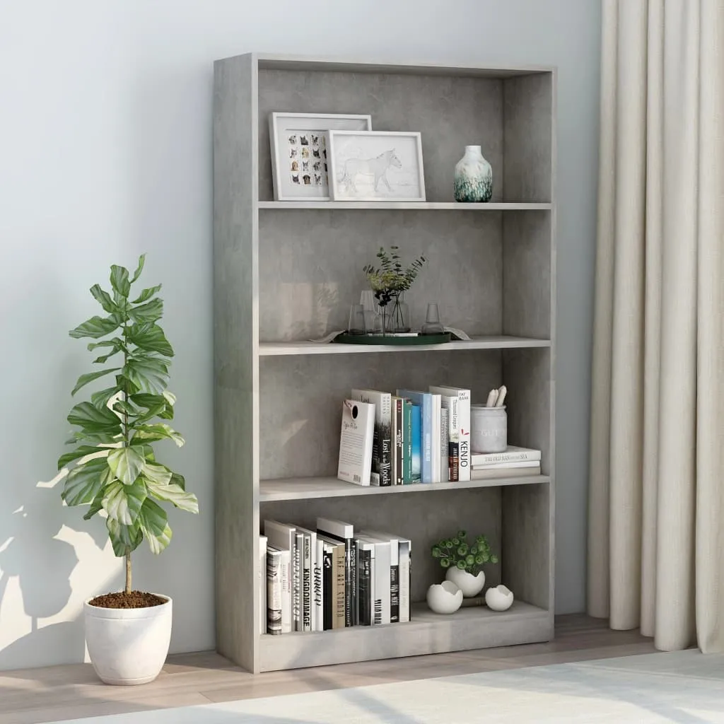 vidaXL Libreria 4 Ripiani Grigio Cemento 80x24x142cm Legno Multistrato