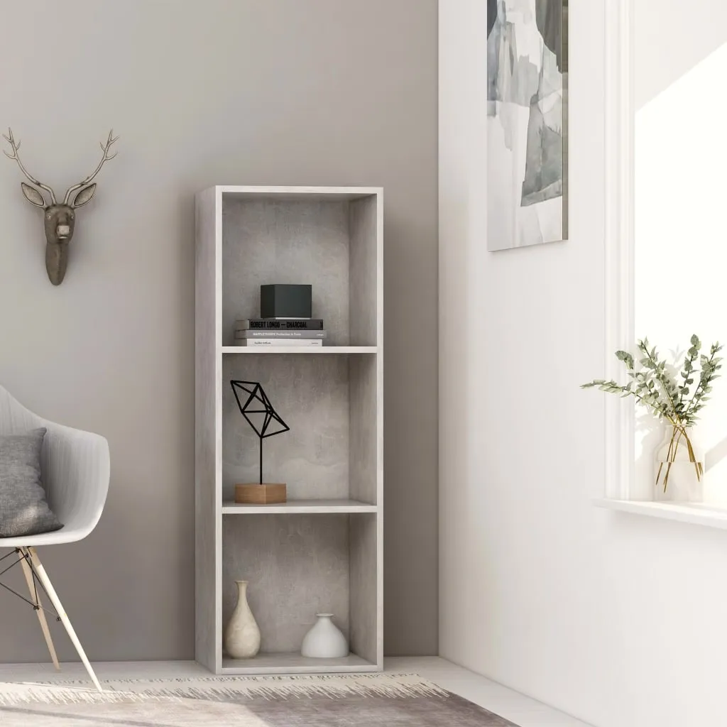 vidaXL Libreria 3 Ripiani Grigio Cemento 40x30x114cm Legno Multistrato