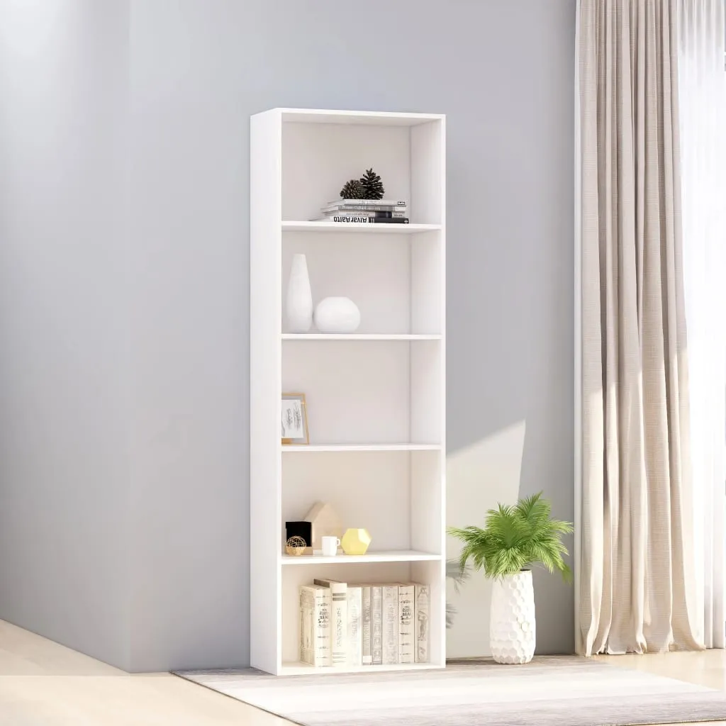 vidaXL Libreria a 5 Ripiani Bianca 60x30x189 cm in Legno Multistrato