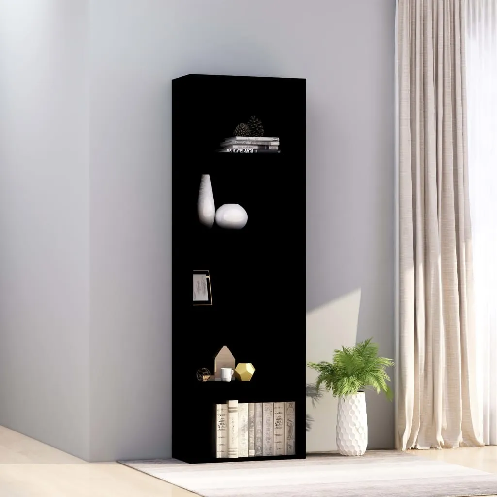 vidaXL Libreria a 5 Ripiani Nera 60x30x189 cm in Legno Multistrato