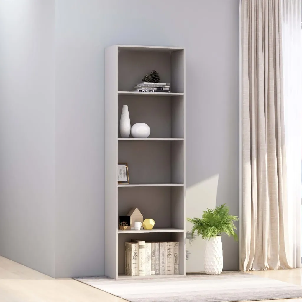 vidaXL Libreria a 5 Ripiani Grigia 60x30x189 cm in Legno Multistrato