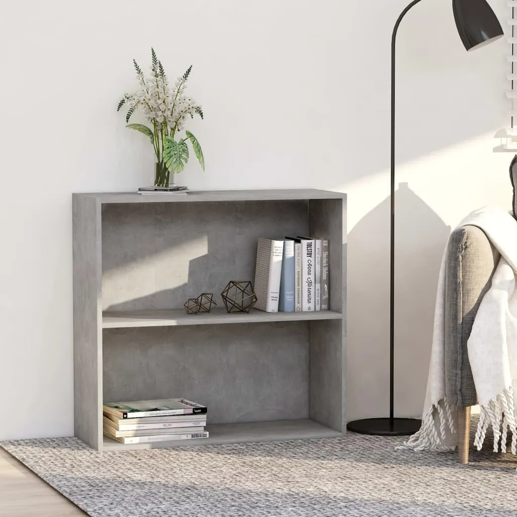 vidaXL Libreria 2 Ripiani Grigio Cemento 80x30x76,5 Legno Multistrato