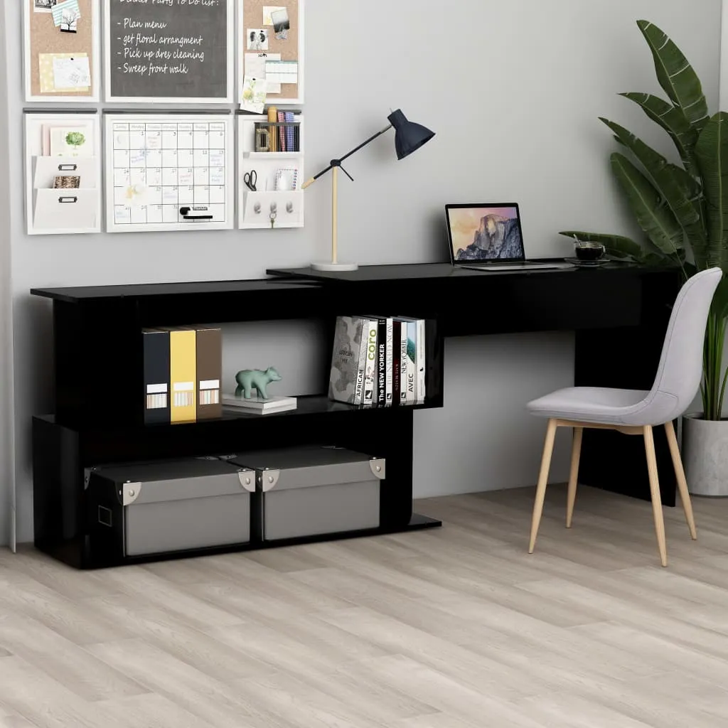 vidaXL Scrivania ad Angolo Nera 200x50x76 cm in Legno Multistrato