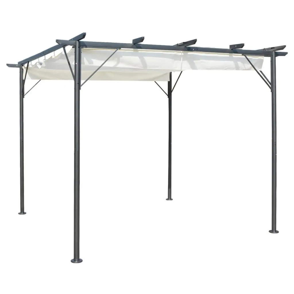 vidaXL Pergola da Giardino Tetto Retrattile Bianco Crema 3x3 m Acciaio