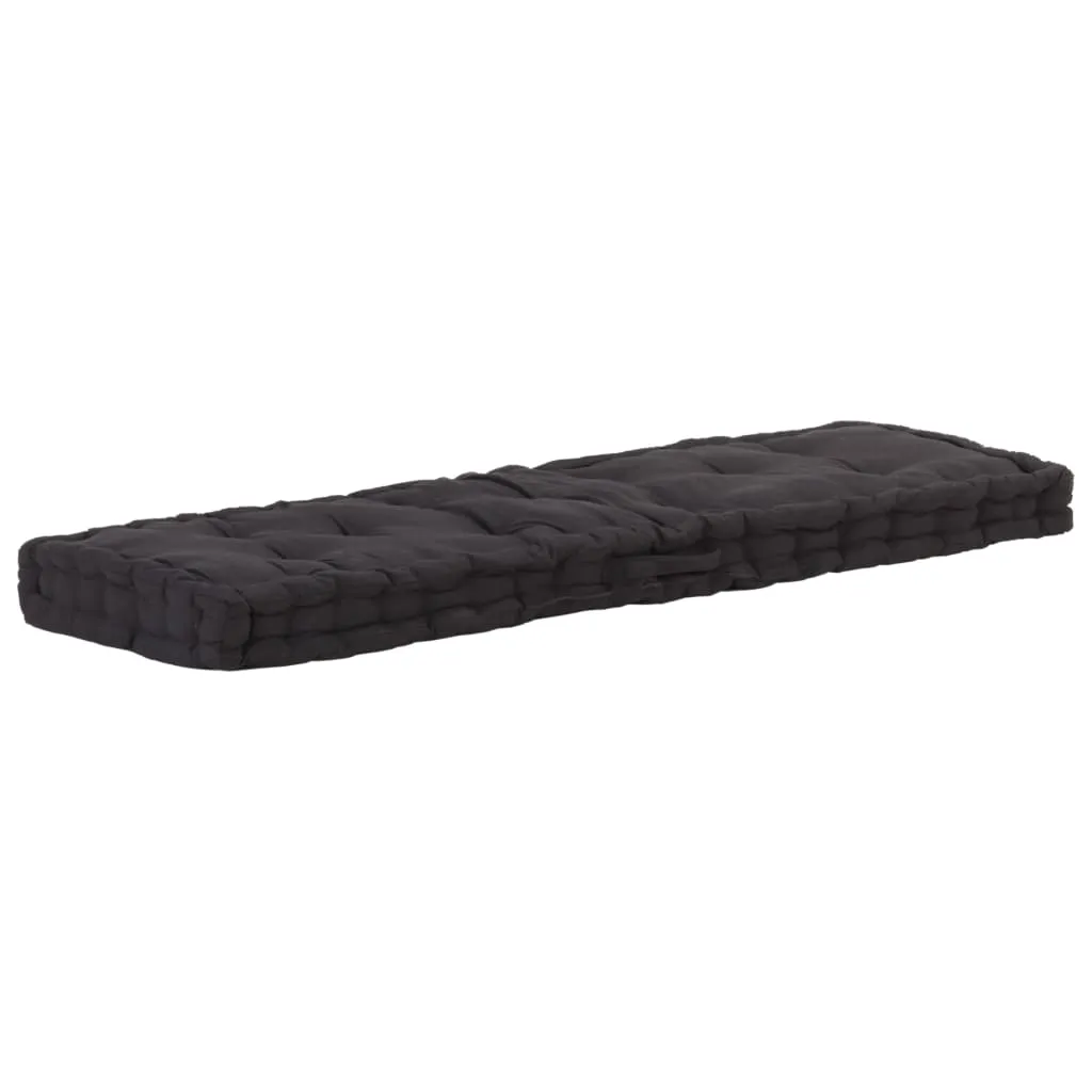 vidaXL Cuscino per Pallet e Pavimento in Cotone 120x40x7 cm Nero