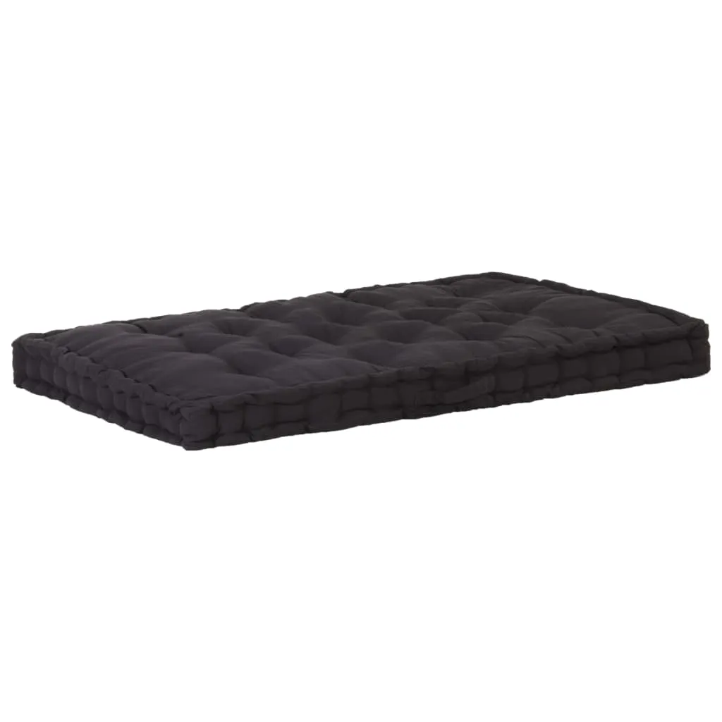 vidaXL Cuscino per Pallet e Pavimento in Cotone 120x80x10 cm Nero