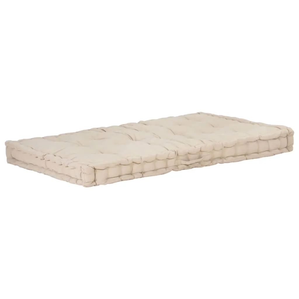 vidaXL Cuscino per Pallet e Pavimento in Cotone 120x80x10 cm Beige