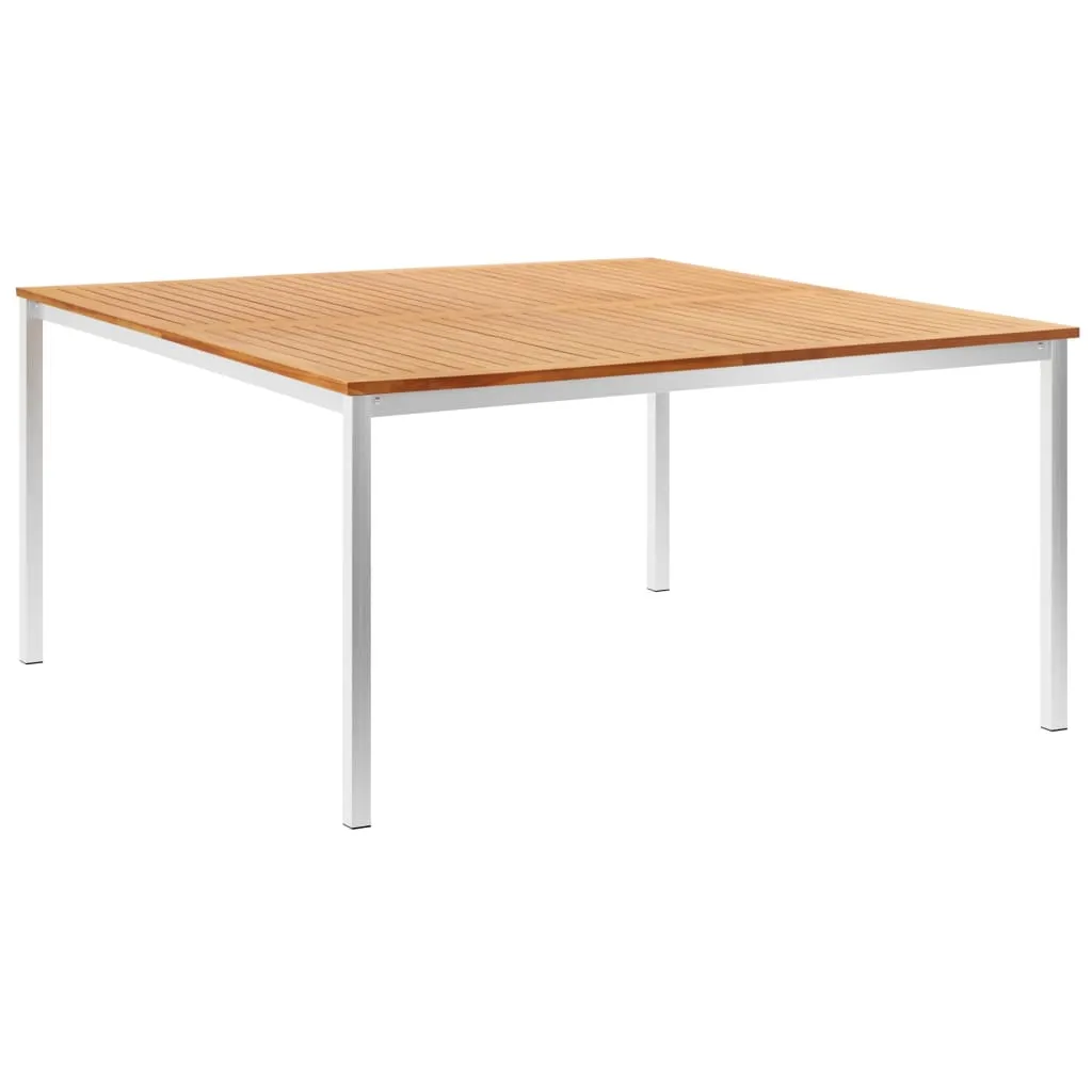 vidaXL Tavolo da Pranzo Giardino 150x150x75cm in Teak e Acciaio Inox