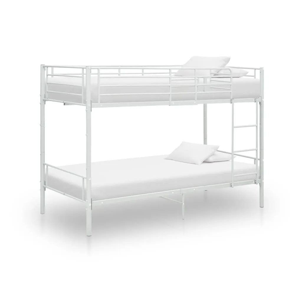 vidaXL Letto a Castello Bianco in Metallo 90x200 cm