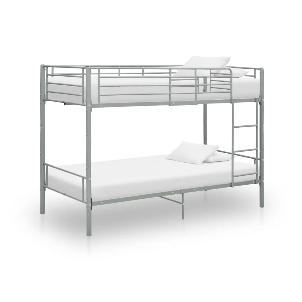 vidaXL Letto a Castello Grigio in Metallo 90x200 cm