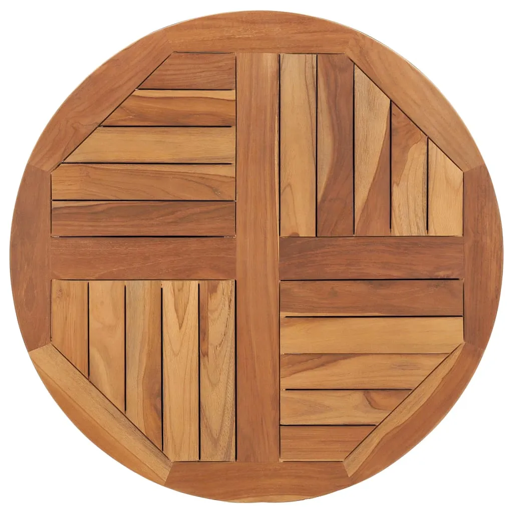 vidaXL Piano Tavolo in Legno Massello di Teak Rotondo 2,5 cm 70 cm