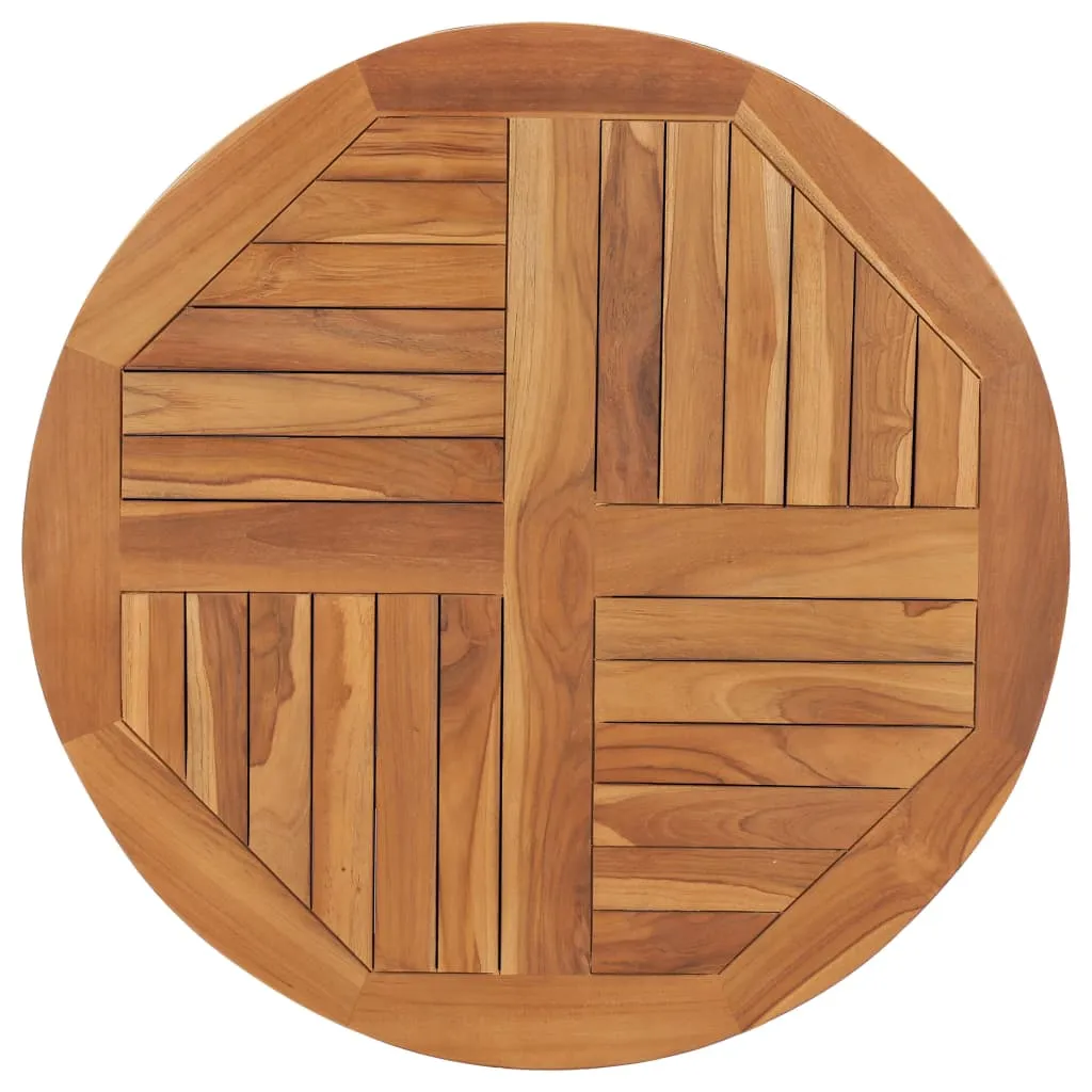 vidaXL Piano Tavolo in Legno Massello di Teak Rotondo 2,5 cm 80 cm