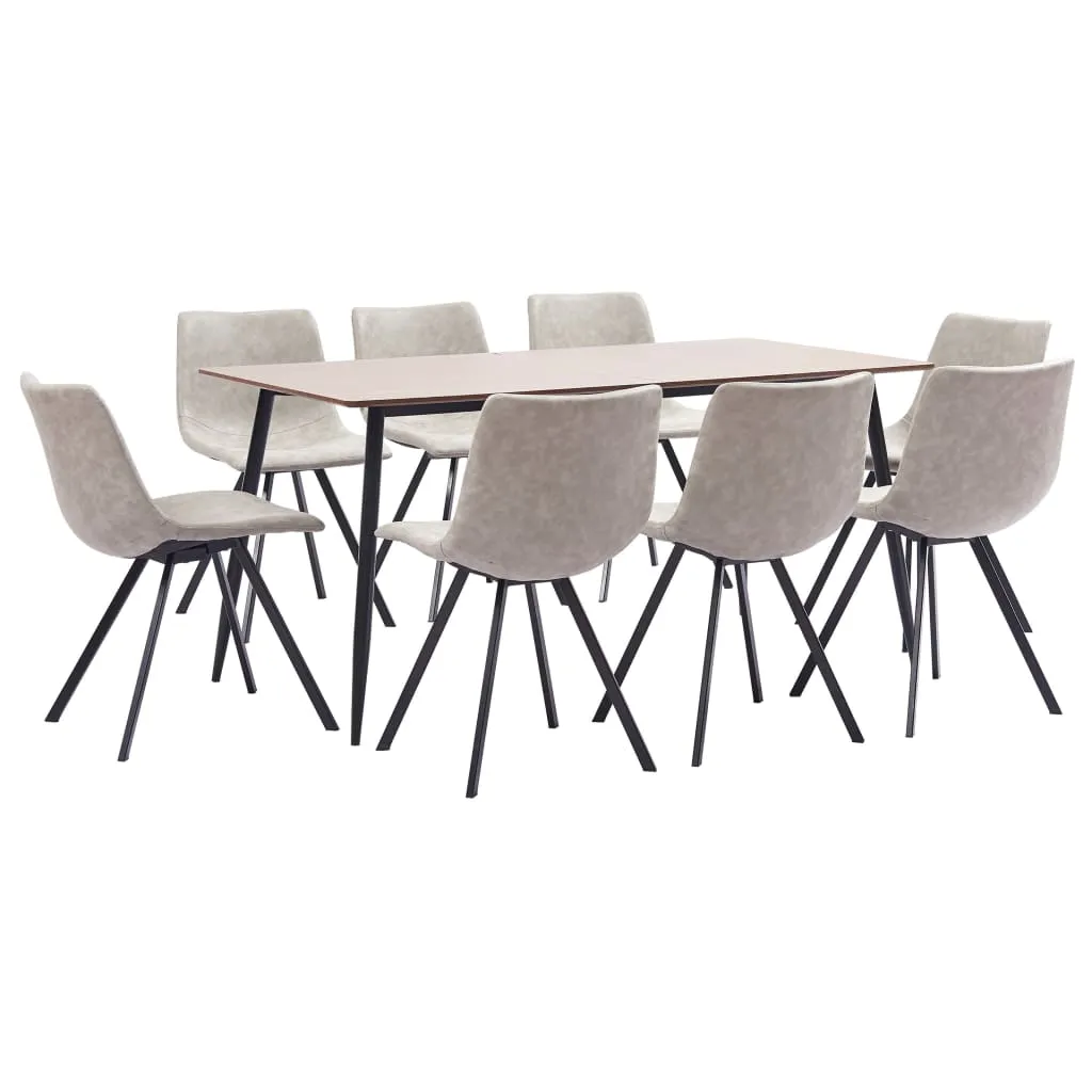 vidaXL Set Sala da Pranzo 9 pz in Similpelle Grigio Chiaro