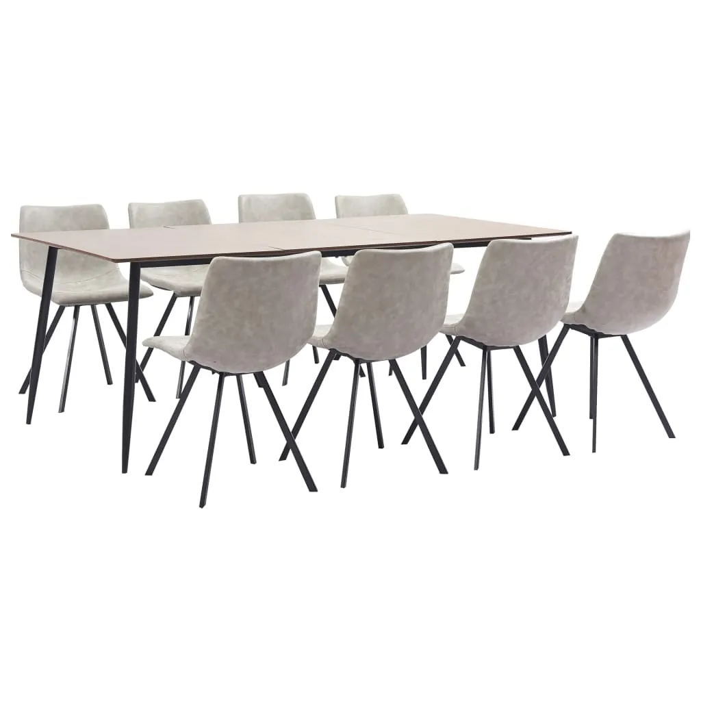 vidaXL Set Sala da Pranzo 9 pz in Similpelle Grigio Chiaro