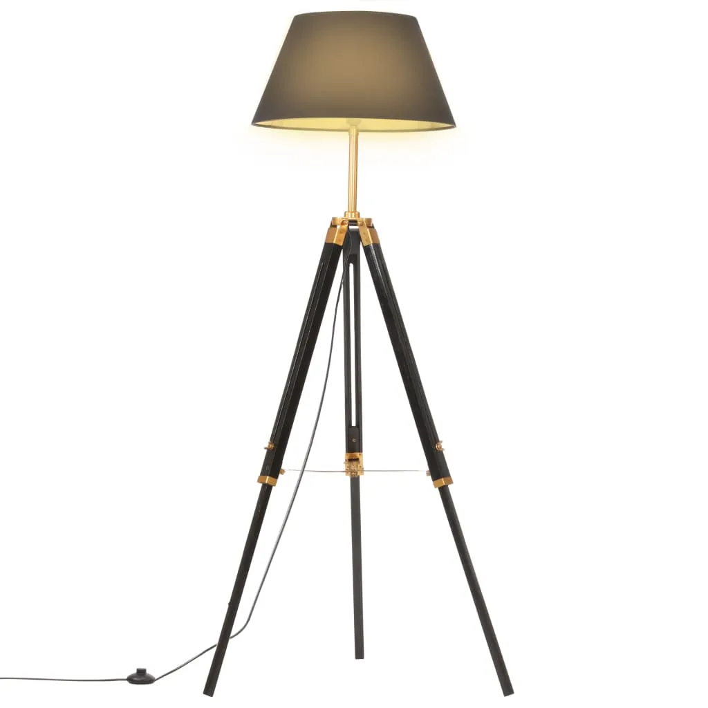 vidaXL Lampada a Treppiede Nero e Oro in Massello di Teak 141 cm