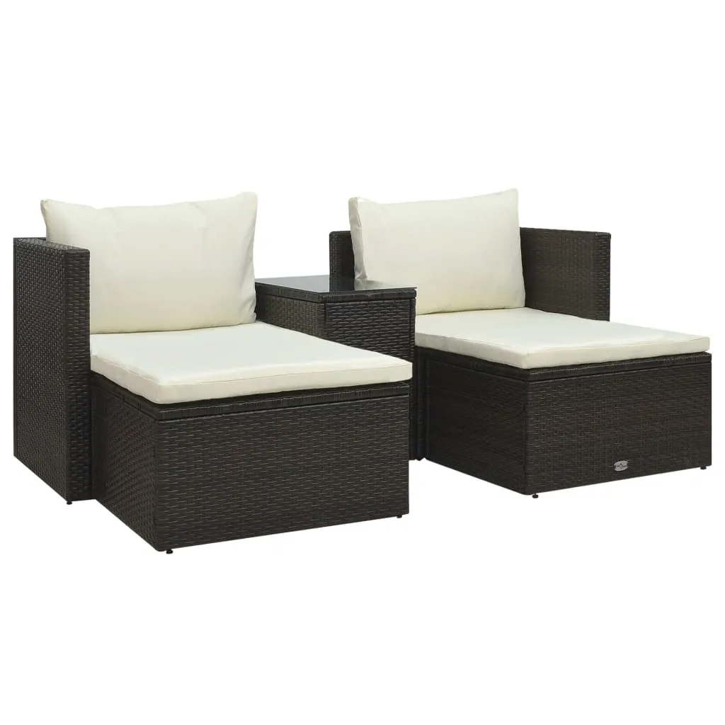 vidaXL Set Divani da Giardino 5 pz con Cuscini in Polyrattan Marrone